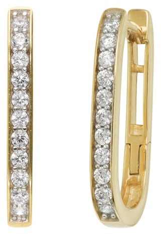 trendor Damen-Ohrringe Gold 333/8K Klapp-Creolen mit Zirkonia 21156 | liebevoller Ohrschmuck für Frauen, wunderschöne Geschenkidee,