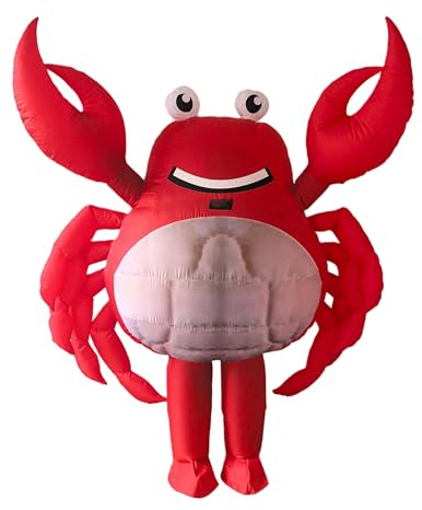 LaKimLin Disfraz inflable de cangrejo para adultos, disfraz de mascota de cuerpo completo de poliéster rojo, disfraz unisex de carnaval con temática de animales