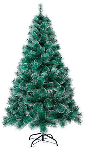 Solagua Árbol de Navidad Pino 120-210cm, Abeto Artificial Ignífugo con Hojas de Aguja, Decoración Navideña Ideal para Hogar, Oficina y Local con Soporte Metálico (150 cm, Nevado)