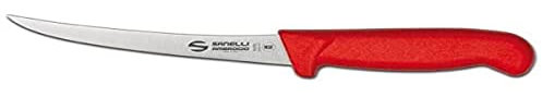 Sanelli Ambrogio S301.015R Ambrogio Sanelli-Supra Coltello Disosso Curvo. Manico Ergonomico in Polipropilene, Colore: Rosso. Lama: Curva, in Acciao Nitro-B Inox all'azoto. Cm: 15, Stainless Steel