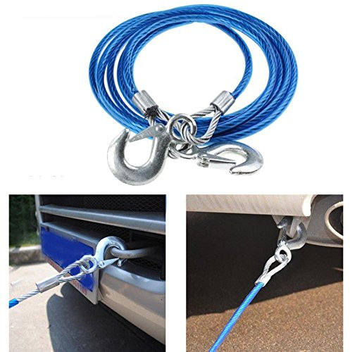 DOBO® Cavo Traino Auto Acciaio 4 Metri 12 mm Gancio di Traino moschettoni Fino 5000 kg