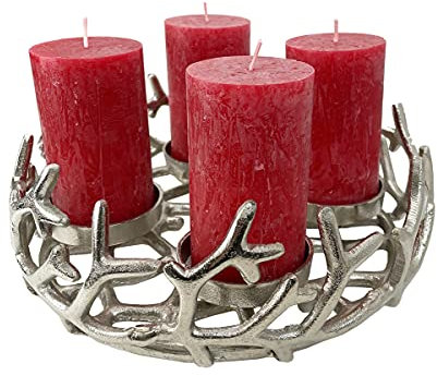 itsisa Adventskranz Zweige Aluminium Silber (D: 29 cm), Adventskranz Metall