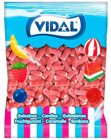Vidal Golosinas. Dulcipica Boutique. Tacos de regaliz relleno con cobertira pica y sabor fresa. Color rojo. Bolsa de 1 kg.