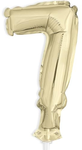 Gold Foil Number 7 Balloon Cake Topper (12cm) - Perfect for Birthdays, Anniversaries, & Milestone Events - 1 Pc
