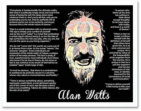 Wee Blue Coo Alan Watts Everybody Is Fundamentally Ultimate Face Quote Art Print Framed Poster Wall Decor Kunstdruck Poster Wand-Dekor-12X16 Zoll