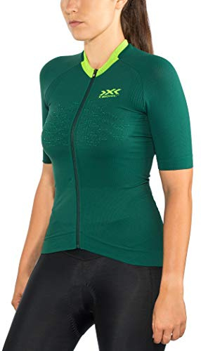 X-Bionic The Trick 4.0 Kurzarm-Radsport-Kompressions-Jersey-T-Shirt mit Reißverschluss Grün Frau Grösse M