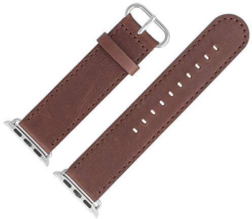 MARBURGER Uhrenarmband 22mm Leder Braun Silber Glatt - Montage Set 1812230000120