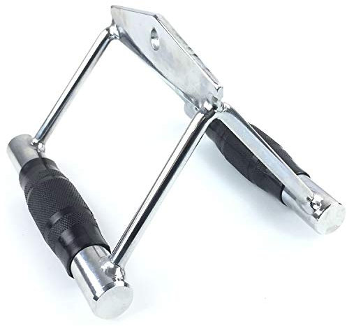 Seated Row Handle Bar Rubber Coated Cable Machine Attachment - V Row Handle For Multi Gyms, Power Cage