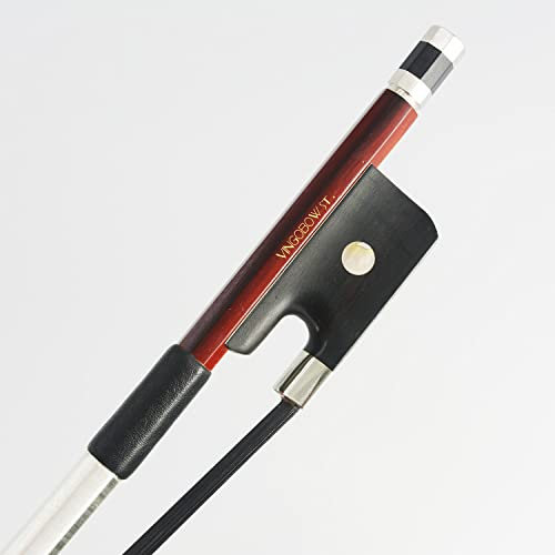 VINGOBOW Brasilholz Kontrabassbogen Französisches Modell Schwarzes Rosshaar 3/4 Größe 70cm