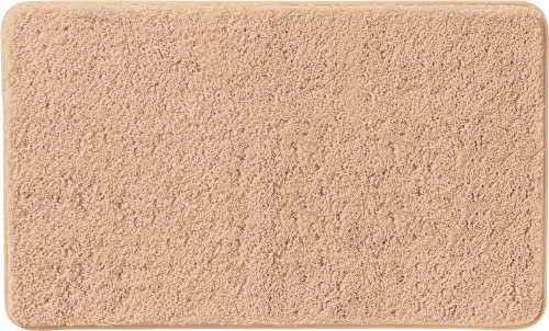 Erwin Müller Badematte, Badteppich, Badvorleger Rhodos Uni rutschhemmend beige Größe 50x80 cm - ultraweich, extrem saugfähig, flusenarm