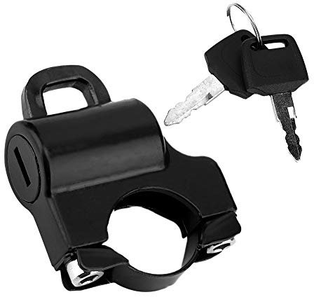 Serrure de casque 22mm guidon universel de casque de moto cadenas de sécurité avec 2 clés(Noir)