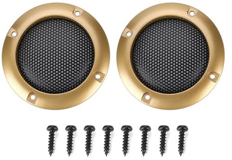 143 2PCS 2-Zoll-Lautsprecherabdeckung Mesh-Lautsprecher Dekorativer Kreis Subwoofer Grillabdeckung Schutzschutz Autolautsprecher-Schutzgitterabdeckung(Gold)