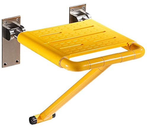XBSLJ Duschhocker Badezimmer Klapphocker Wand-Duschstuhl Badezimmer Ältere Schwangere Sicherheit Rutschfester Hocker Behindertenhocker mit leuchtendem Ring Gelb