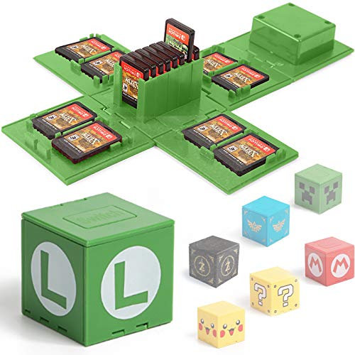 Games Storage Case for Nintendo Switch - Video Game Card Holder Protective Storage System Game Card Organizer Travel Container Box Hard Shell with 16 Game Card Slots (Green)