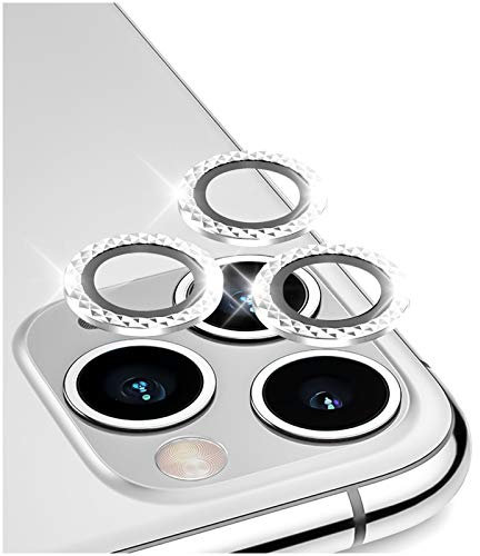 Protecteur D'objectif de Caméra pour iPhone 11 Pro/11 Pro Max,Dikkar Anti-Scratch HD Verre Trempé Alliage D'aluminium Anneau Métallique Cercle Film de Protection D'écran,Installation Facile(Pétillant)