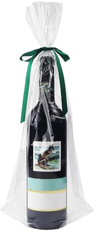 Morepack Flat Bottom Cellophane Bags for Wine Bottle 8x16+4 100Pcs | (No Side Gusset)