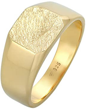 Kuzzoi Siegelring Herrenring quadratisch matt in 925 Sterling Silber vergoldet, Klassischer Herren Silberring massiv 11mm breit, Goldener Ring für Männer in der Ringgröße 60 – 66, 0603652321 (58)