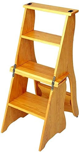 FALIYORS Marchepied Portable Tabouret d'Escalier Multifonctionnel, Marchepied Pliant en Bois Massif à Double Usage, Marchepied d'Intérieur à 4 Marches, Bois de Pin (Couleur : Noir) (Couleur