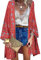 Vancavoo Women's Kimono Cardigan Bohemian Bikini Cover Up Floral Print Beachwear Long Sleeve Swimwear Capes Swimsuit Shawl Tops Casual Beach Blouse(Red,M)