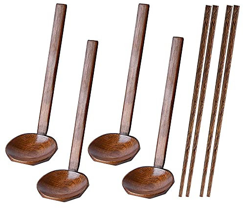 Barabesty Cuchara japonesa de mango largo para ramen, cuchara de , cuchara de concha, cuchara de para arroz, sopa de postre