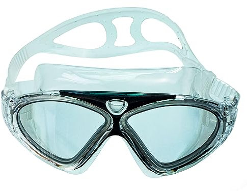 Ioggtser Lunettes de natation, lunettes de natation à large monture pour adultes, hommes et femmes, lunettes de piscine anti-buée avec protection UV, vision claire à 180° (Black)