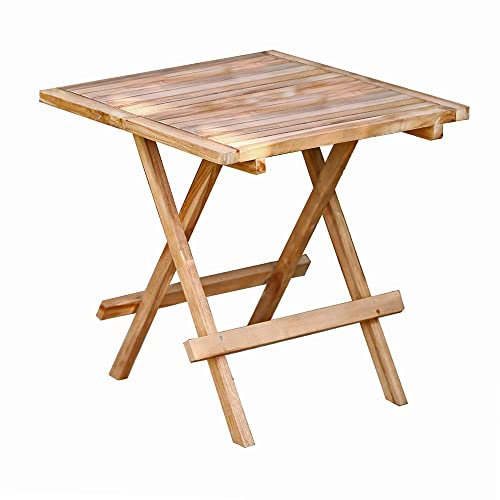 Lomadox Beistelltisch Tisch quadratisch aus Teakholz massiv, B/H/T: ca. 50/50/50 cm
