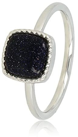 My Bendel - Kleiner Siegelring mit Blue Sand Stone Edelstein- Stylischer Ringe für Damen mit echtem Edelstein - Bleibt schön und Verfärbt nicht - Stapeln Ringe - mit Luxuriösen Geschenkverpackung