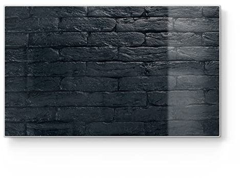 DEQORI Frühstücksbrett Glas | klein 23x14 cm | Motiv Lackierter Ziegelstein | Design Schneidebrett für Küche | Frühstücksbrettchen antibakteriell & rutschfest | Glasplatte & Servierplatte