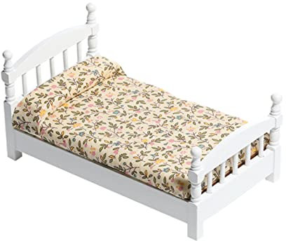 ibasenice 1stk Einzelbett Im Puppenhaus Spielzeug Einzelbett-Modell Möbelverzierung Mini Individuell Bett Aus Holz Hölzern