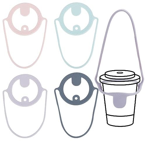 GOMAKERER 4 portabicchieri Da Caffè, Portabevande Portatile In Silicone A Colori Misti Portabicchieri Da Asporto Porta Caffè Riutilizzabile con Fascetta per Il Viaggio e Da Asporto
