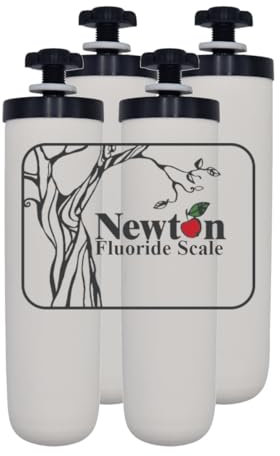 Newton Filtre à eau gravité avec élimination du fluor et réduction de la calcaire | Bougie en céramique haute capacité | Compatible avec British Berkefeld, Ultra Fluorure, Berkey (4 pack)