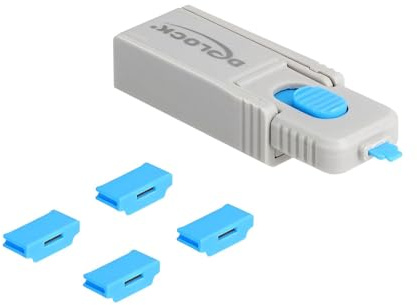 Delock HDMI Port Blocker Set für HDMI Buchsen 4 Stück + Verschlusswerkzeug