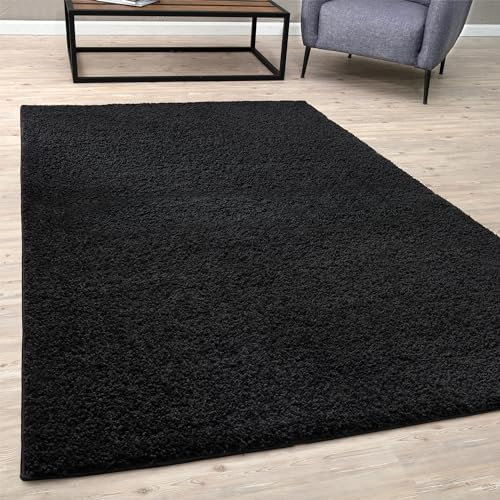 BORING PANDA Living Room Rug - Cosy, Soft and Easy-to-Clean Area Rugs for Bedrooms and Kitchens, (Black, 80 x 150 cm)