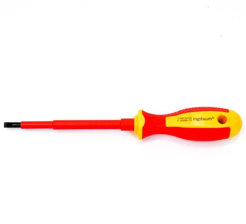 Destornillador Plano VDE Aislado 1000 V, 1.0 * 5.5 * 125 mm | Electricista Ranurado, Venta Individual o en Set, Conforme VDE / IEC, Para Instalaciones Eléctricas