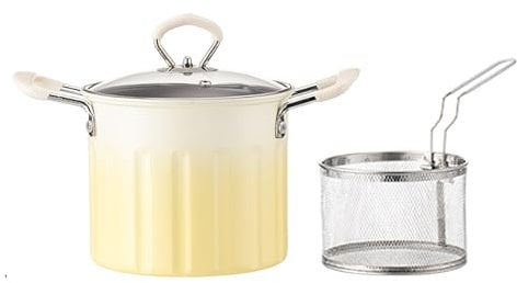 Deep Fryer Pot, Japanese Tempura Small Deep Fryer, Oil Fryer for Outdoor Party Home Restaurant Chicken, Yellow