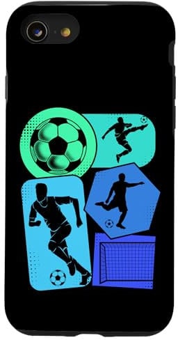Merch By Amazon iPhone SE (2020) / 7 / 8 Football Kids Boys Men Case - Transparent Polycarbonate & TPU Rugged Bumper Case - Heavy Duty Protection