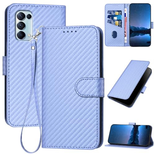Bravoday Handyhülle für Oppo Find X3 Lite/Oppo Find X3 Lite Hülle, Flip Wallet Handyhülle PU Leder Schutzhülle mit Kartenfach, Klappbare Stoßfeste Hülle Case für Oppo Find X3 Lite, Violett