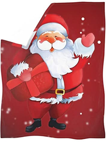 JUZGTSIT Niedliche Weihnachtsmann-Decke für Kinder, Weihnachtsdecken für Bett, leichte Überwurfdecke, Weihnachts-Sofa-Decken, 150 x 200 cm