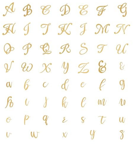 54 Stück Buchstaben A-Z Kuchendekoration Groß- und Kleinbuchstaben Dekoration Spiegel Acryl Gold Dicke 1 mm Geeignet für Hochzeit Geburtstag Feier