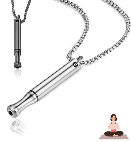 2 Stück Rauchentwöhnung Hilfsmitte,V2 Halskette Rauchfrei Original,Atemkette Raucherentwöhnung Hilfsmittel,Rauchfrei Kette mit Pfeife,Angst Atemhalskette mit Widerstand,Gegen Rauchen Aufhören Necklace