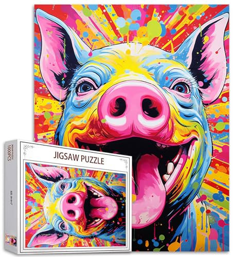 Bauernhof Tier Puzzles für Erwachsene 1000 Stück, Huhn Puzzles, Home Decor Geburtstag Party Geschenk Spielzeug für Männer Frauen, Bunte Rooster Puzzle Kunst für Familie Spaß Puzzle Spiele