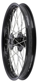 Speichenrad 1,6 x 17 für Scheibenbremse, Nabe Schwarz, Alufelge Schwarz eloxiert + Edelstahlspeichen - Simson S53, S83, MS50