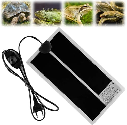 Hojalis Terrarium Heizmatte, 20W Heizmatte Terrarium, Einstellbar Wärmematte mit Temperaturregelung, Reptil Heizmatte, Reptilien Heizmatte, für Reptilien Schildkröte, Schlangen, Eidechse (42 x 28 cm)