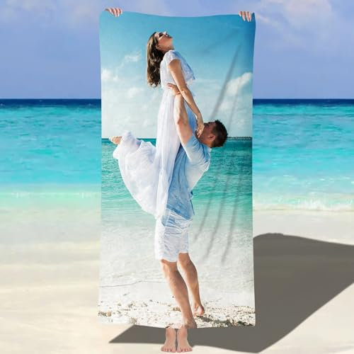 MJARTORIA Personalisiert Strandtuch Microfaser Badetuch Groß mit Namen Foto, BFF Dress-Up Beach Towel Handtuch Stranddecke Schnelltrocknend für Reise Schwimmen Fitness