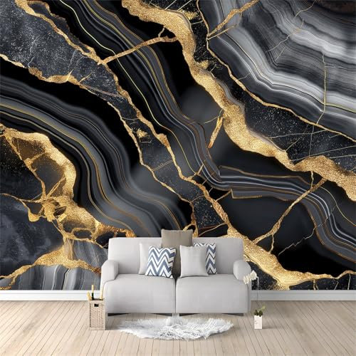 Wallpaper 157.5 x 110.2/400 x 280 cm(WxH) Abstract Luxury Marble Painted Black, Gold Wallpaper for Mural Bedroom Living Room Wall Sticker Rolls for Bedroom Bathroom Decor