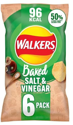 Baked Salt & Vinegar Snacks Crisps(6 x 22g) 2 x 132g,New Paper Outer Bag! This paper outer bag is part of our journey to reduce virgin plastic in our Baked range packaging and can be recycled at home.