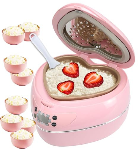 Rosa Reiskocher, Smart Reiskocher, 8 Tassen mit voreingestelltem Verzögerungs-Timer und automatischem Warmhaltethermostat für braunen Reis, Joghurt, Kuchen, Tomatensuppe