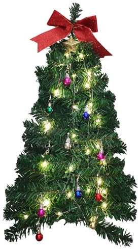 LYSINK Wall Hanging Christmas Tree with Lights Pine Artificial Realistic Easy Setup Christmas Wall Tree for Home Apartment Christmas Holiday Party Decor (Green, 70cm*34cm) (Ba Green, 70cm*34cm)