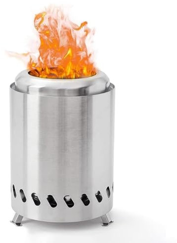2025 Chimenea portátil de acero inoxidable sin humo, chimenea portátil sin humo, gránulos de madera alimentada para acampar senderismo patio al aire libre