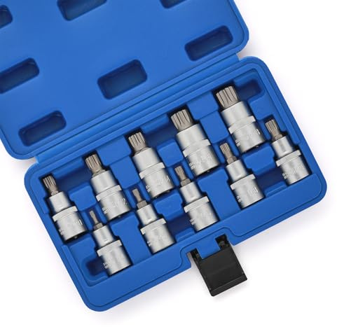 MIXPOWER 10Pieces 1/2Drive XZN Multi-Tooth Socket Bit Set, Metric, M-Type, M4-M18, CR-V&S2